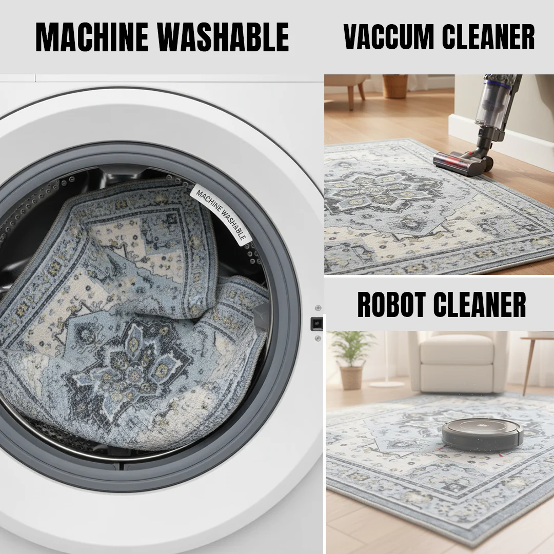 Muddy Mat® Azure Washable Area Rugs for Living Room, Bedroom & Dining Room – Modern Soft Low Pile Non Slip Carpet – Pet Friendly Waterproof Foldable Rugs for Home - Image 5