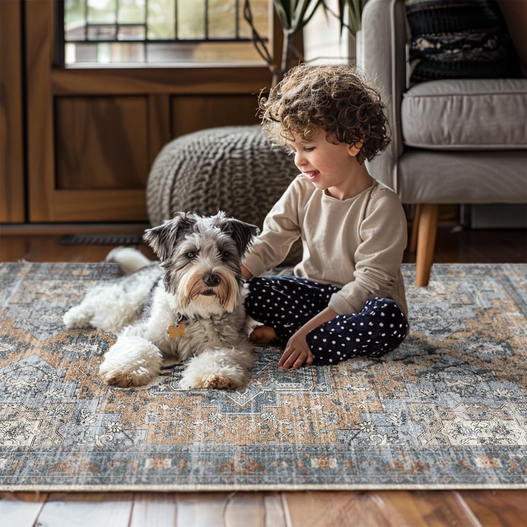Muddy Mat® Coral Washable Area Rugs for Living Room, Bedroom & Dining Room – Modern Soft Low Pile Non Slip Carpet – Pet Friendly Waterproof Foldable Rugs for Home - Image 4