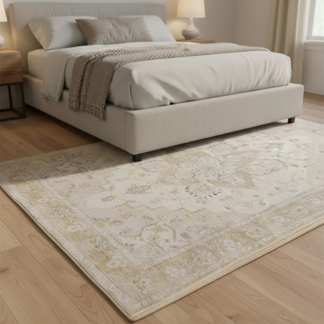 Muddy Mat® Champagne Washable Area Rugs for Living Room, Bedroom & Dining Room – Modern Soft Low Pile Non Slip Carpet – Pet Friendly Waterproof Foldable Rugs for Home - Image 3