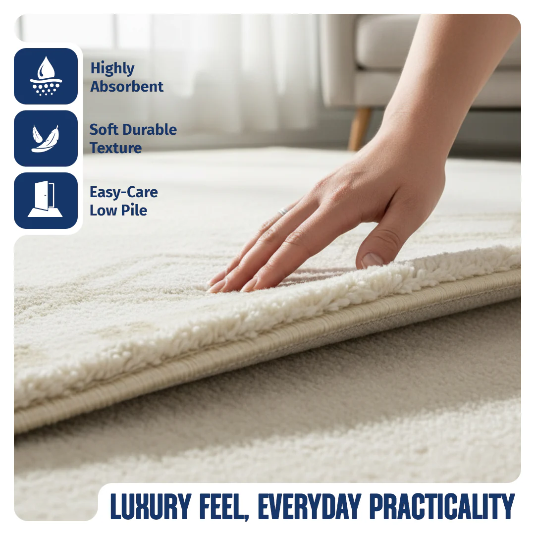 Muddy Mat® Champagne Washable Area Rugs for Living Room, Bedroom & Dining Room – Modern Soft Low Pile Non Slip Carpet – Pet Friendly Waterproof Foldable Rugs for Home - Image 6