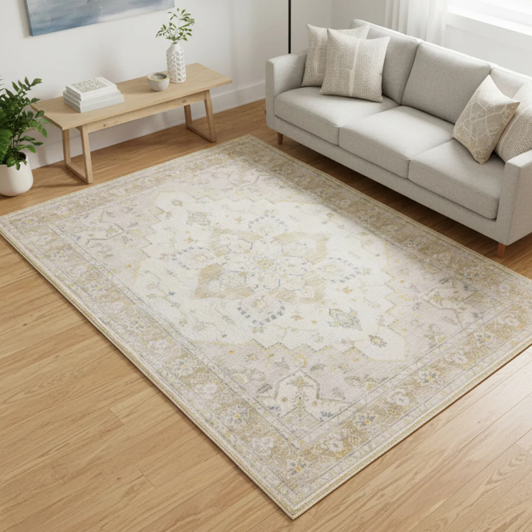 Muddy Mat® Champagne Washable Area Rugs for Living Room, Bedroom & Dining Room – Modern Soft Low Pile Non Slip Carpet – Pet Friendly Waterproof Foldable Rugs for Home - Image 8