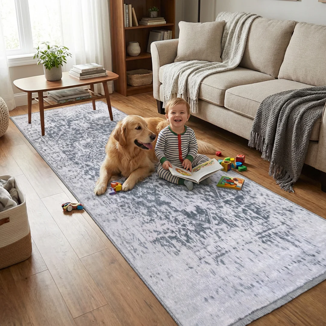Muddy Mat® Frostbell Washable Area Rugs for Living Room, Bedroom & Dining Room – Modern Soft Low Pile Non Slip Carpet – Pet Friendly Waterproof Foldable Rugs for Home - Image 12