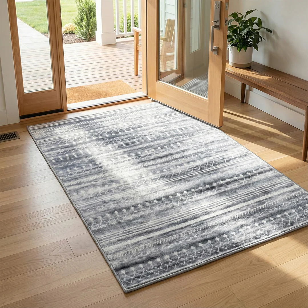 Muddy Mat® Greyline Washable Area Rugs for Living Room, Bedroom & Dining Room – Modern Soft Low Pile Non Slip Carpet – Pet Friendly Waterproof Foldable Rugs for Home - Image 14