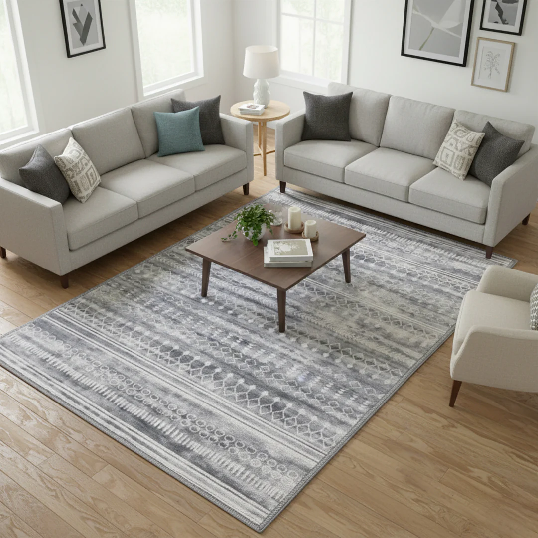 Muddy Mat® Greyline Washable Area Rugs for Living Room, Bedroom & Dining Room – Modern Soft Low Pile Non Slip Carpet – Pet Friendly Waterproof Foldable Rugs for Home - Image 6