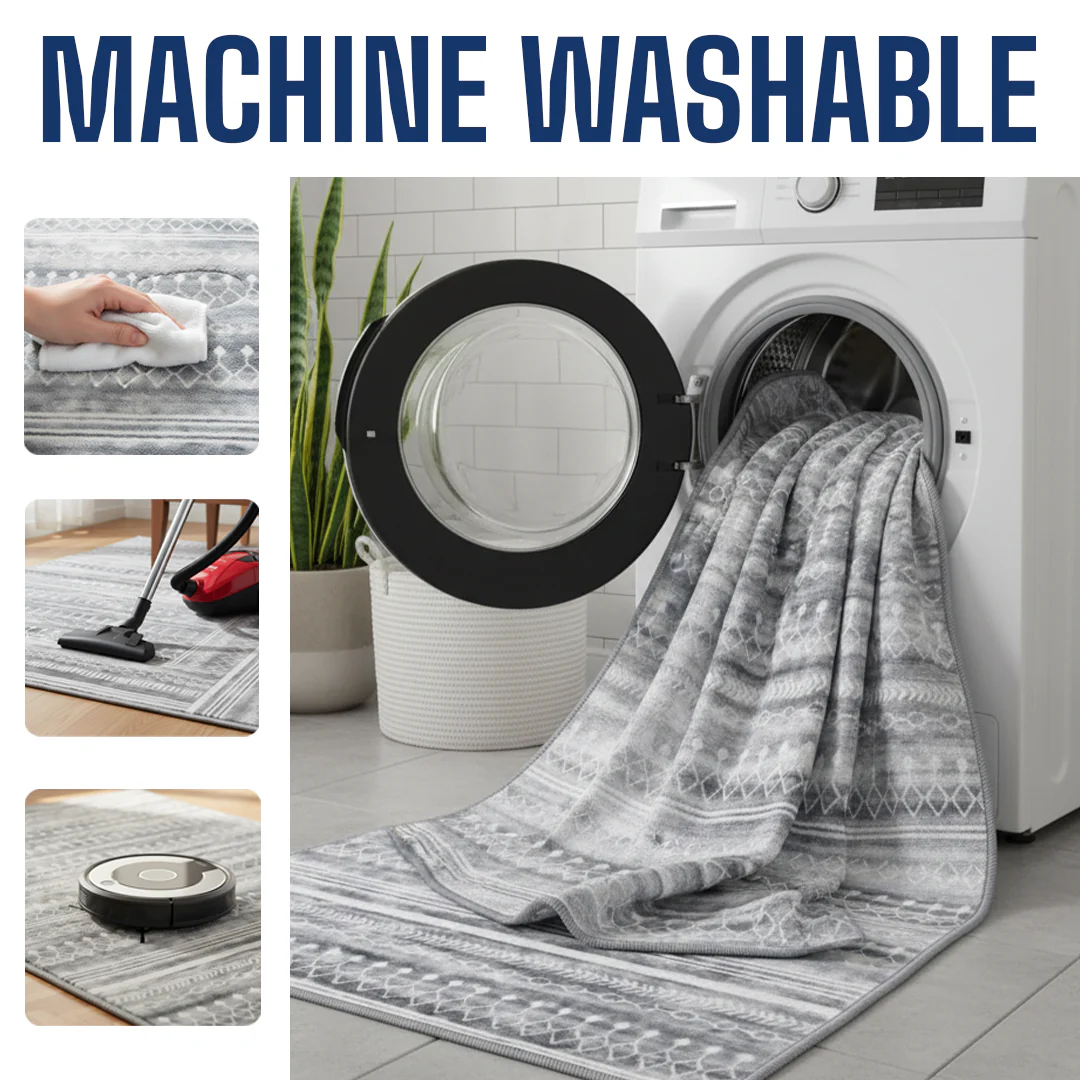 Muddy Mat® Greyline Washable Area Rugs for Living Room, Bedroom & Dining Room – Modern Soft Low Pile Non Slip Carpet – Pet Friendly Waterproof Foldable Rugs for Home - Image 8