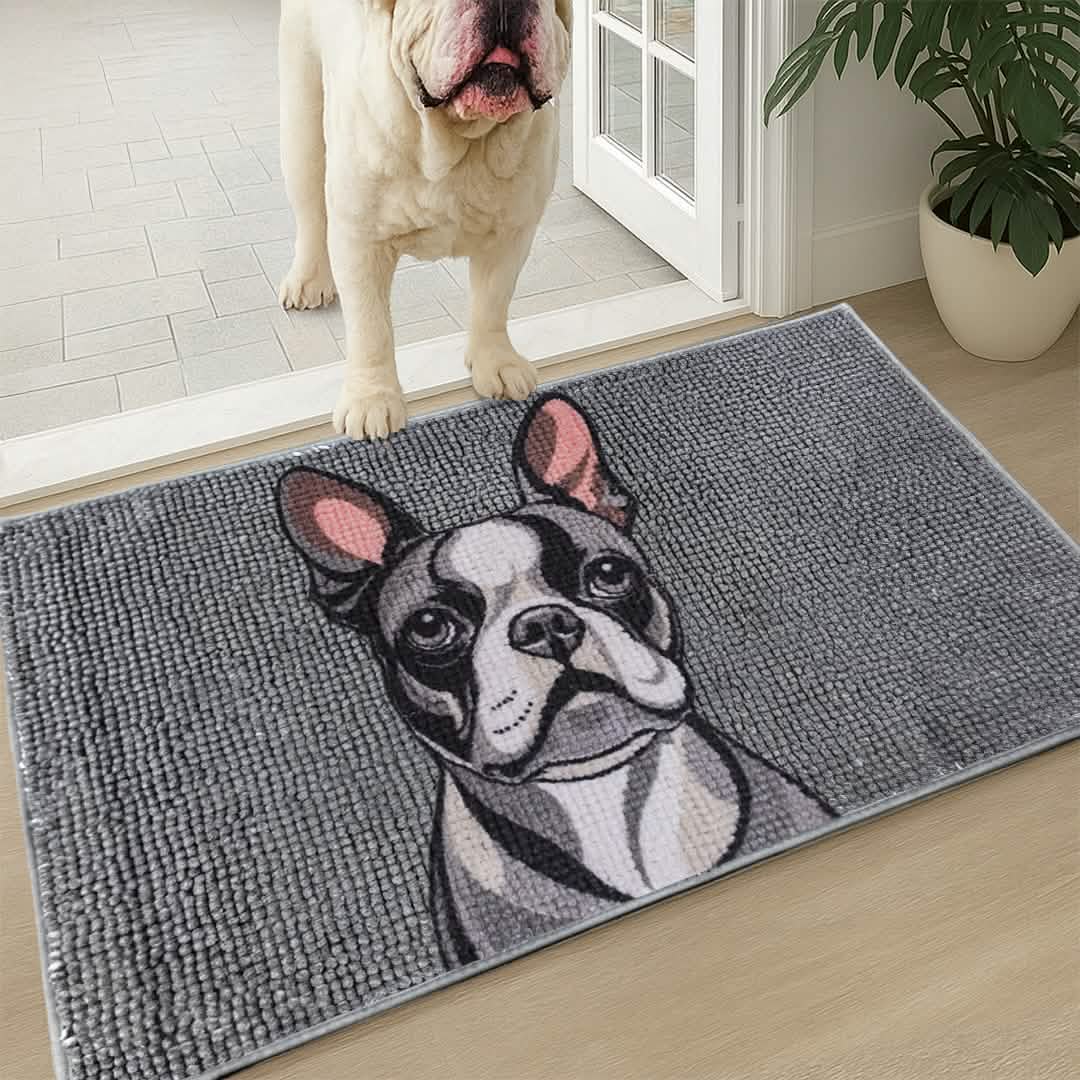 Muddy Mat® Highly Absorbent Microfiber Door Mat and Pet Rug, Non Slip Thick Washable Area and Bath Mat Soft Chenille for Kitchen Bathroom Bedroom Indoor and Outdoor - Dog Face 19" x 30" - Image 3