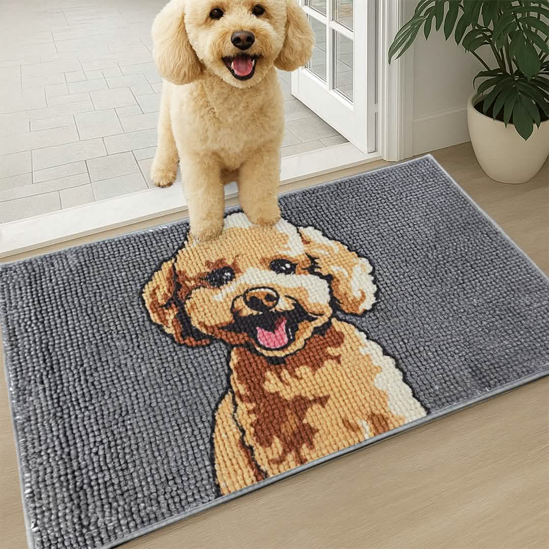 Muddy Mat® Highly Absorbent Microfiber Door Mat and Pet Rug, Non Slip Thick Washable Area and Bath Mat Soft Chenille for Kitchen Bathroom Bedroom Indoor and Outdoor - Dog Face 19" x 30" - Image 6