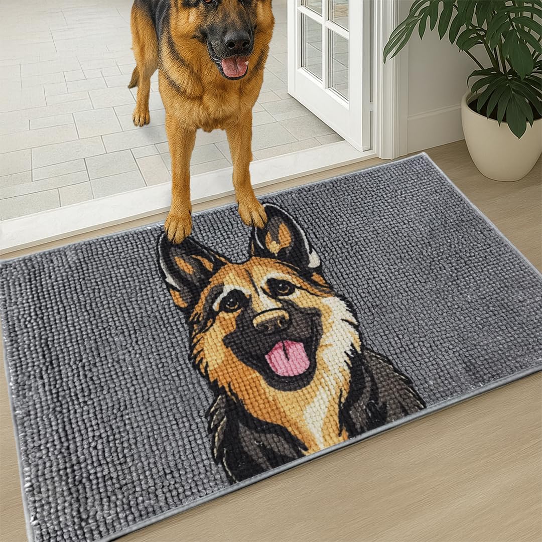 Muddy Mat® Highly Absorbent Microfiber Door Mat and Pet Rug, Non Slip Thick Washable Area and Bath Mat Soft Chenille for Kitchen Bathroom Bedroom Indoor and Outdoor - Dog Face 19" x 30" - Image 8