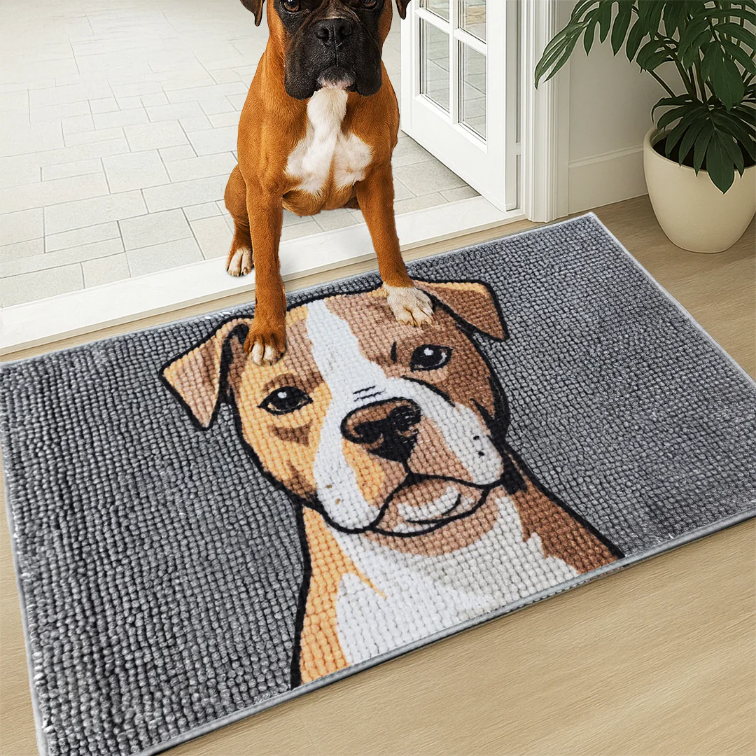Muddy Mat® Highly Absorbent Microfiber Door Mat and Pet Rug, Non Slip Thick Washable Area and Bath Mat Soft Chenille for Kitchen Bathroom Bedroom Indoor and Outdoor - Dog Face 19" x 30" - Image 9