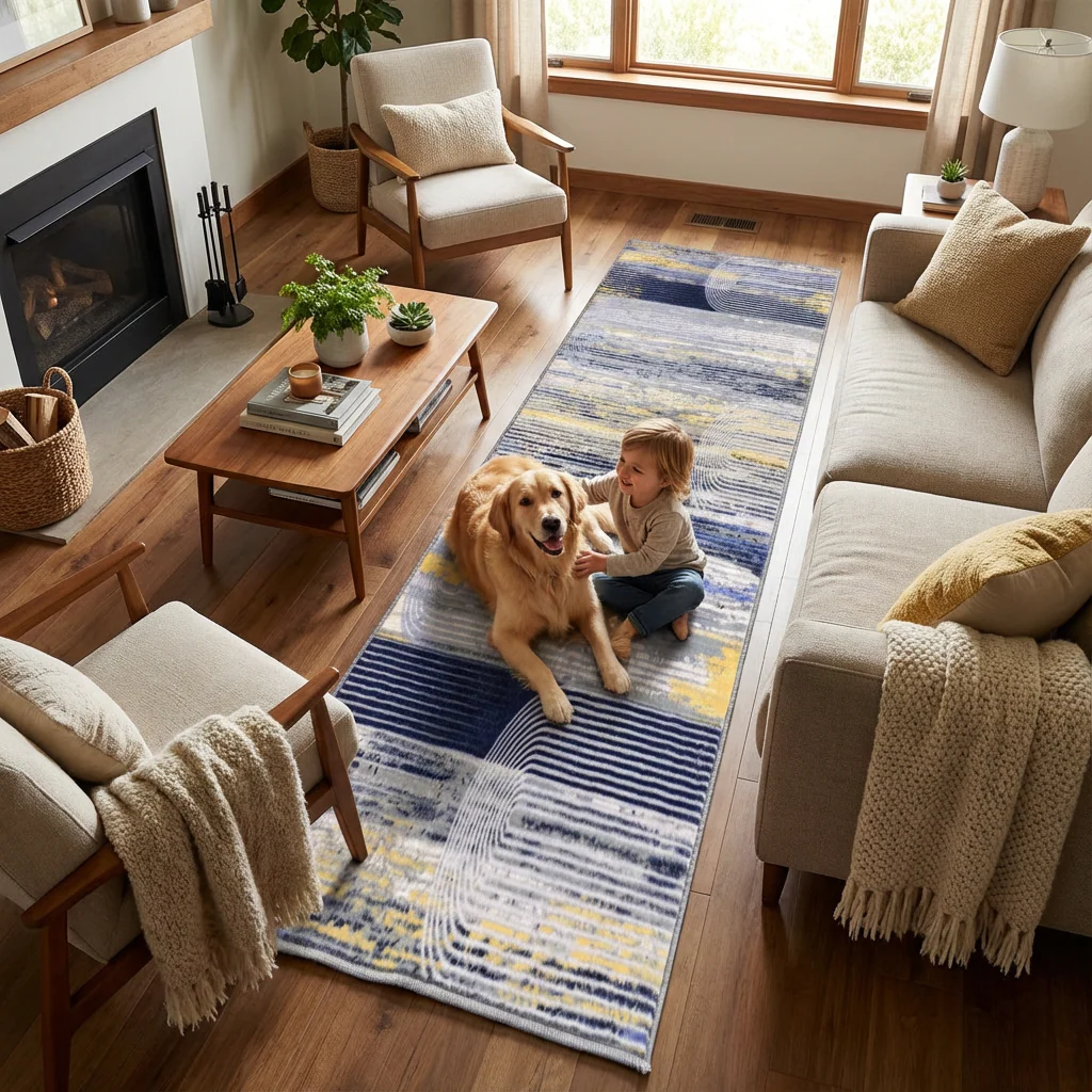 Muddy Mat® Horizon Washable Area Rugs for Living Room, Bedroom & Dining Room – Modern Soft Low Pile Non Slip Carpet – Pet Friendly Waterproof Foldable Rugs for Home - Image 10