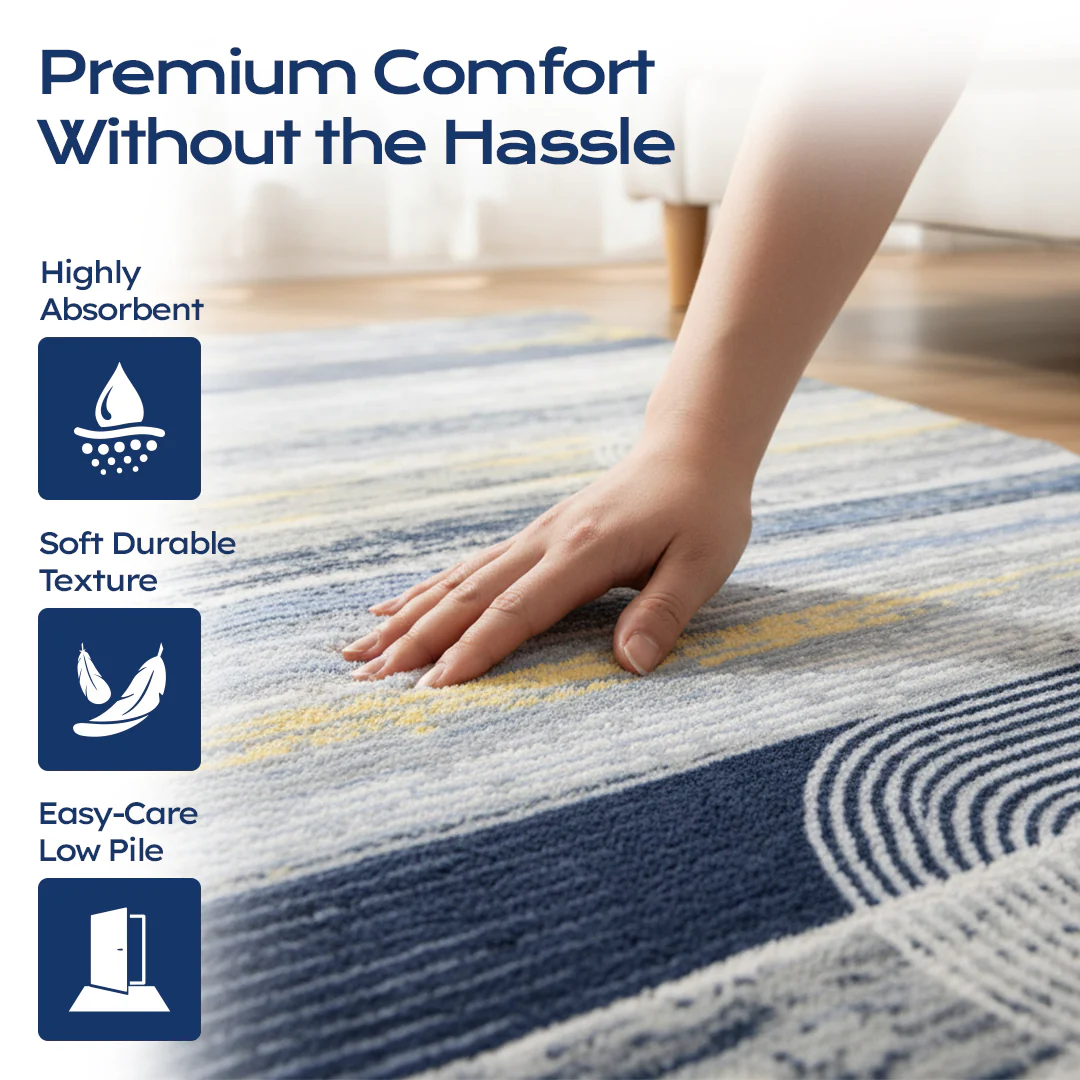 Muddy Mat® Horizon Washable Area Rugs for Living Room, Bedroom & Dining Room – Modern Soft Low Pile Non Slip Carpet – Pet Friendly Waterproof Foldable Rugs for Home - Image 13