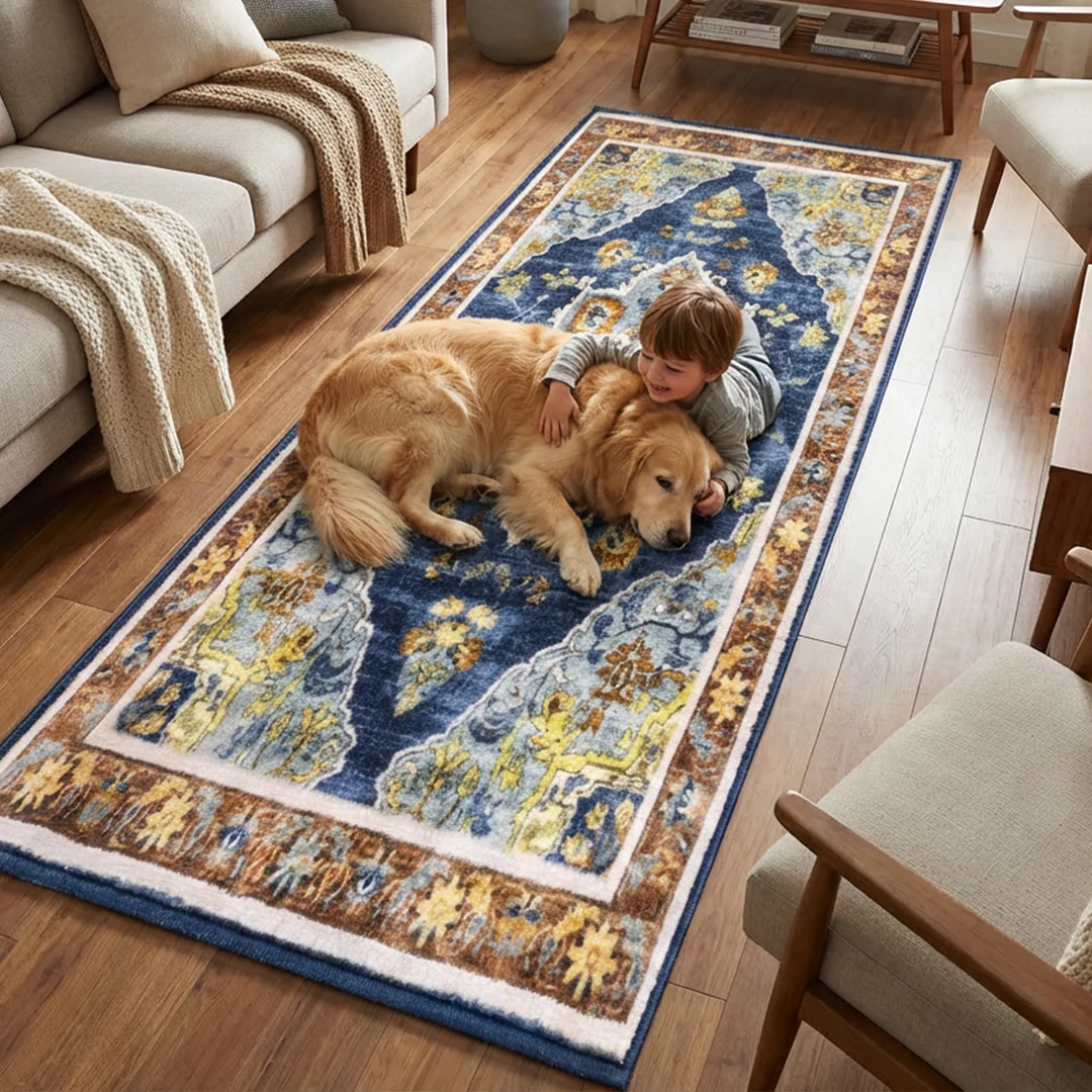 Muddy Mat® Mosaic Washable Area Rugs for Living Room, Bedroom & Dining Room – Modern Soft Low Pile Non Slip Carpet – Pet Friendly Waterproof Foldable Rugs for Home - Image 12