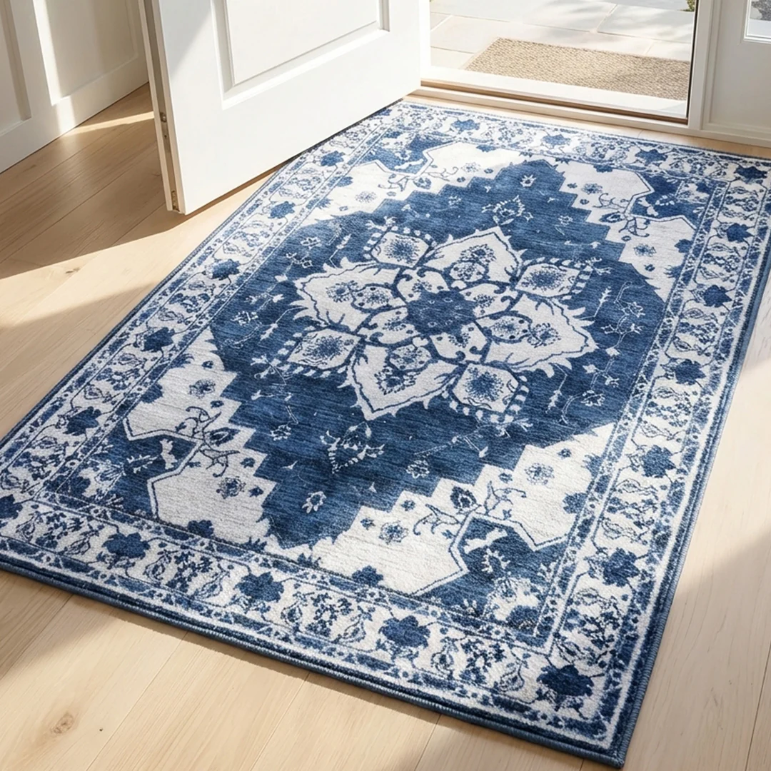 Muddy Mat® Navybell Washable Area Rugs for Living Room, Bedroom & Dining Room – Modern Soft Low Pile Non Slip Carpet – Pet Friendly Waterproof Foldable Rugs for Home - Image 13