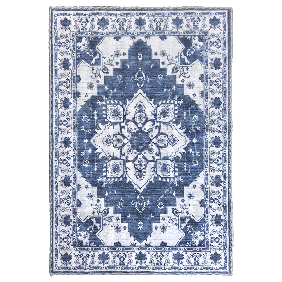 Muddy Mat® Navybell Washable Area Rugs for Living Room, Bedroom & Dining Room – Modern Soft Low Pile Non Slip Carpet – Pet Friendly Waterproof Foldable Rugs for Home - Image 2