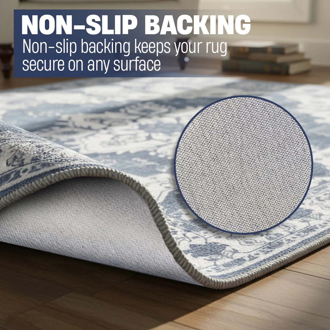 Muddy Mat® Navybell Washable Area Rugs for Living Room, Bedroom & Dining Room – Modern Soft Low Pile Non Slip Carpet – Pet Friendly Waterproof Foldable Rugs for Home - Image 5