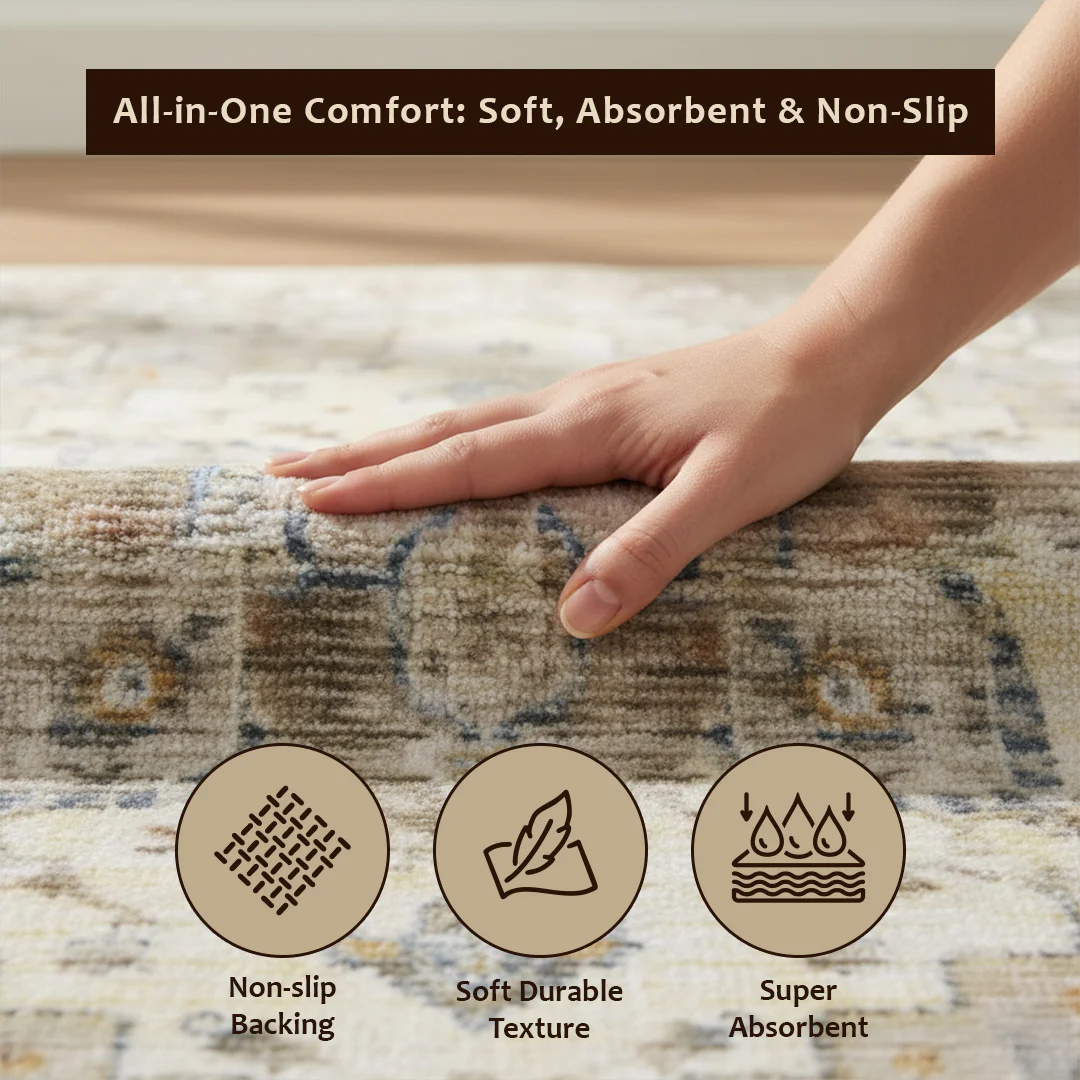 Muddy Mat® Tuscany Washable Area Rugs for Living Room, Bedroom & Dining Room – Modern Soft Low Pile Non Slip Carpet – Pet Friendly Waterproof Foldable Rugs for Home - Image 17