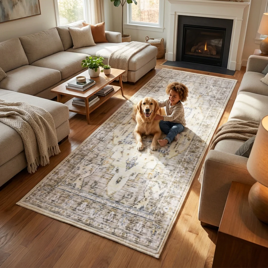 Muddy Mat® Tuscany Washable Area Rugs for Living Room, Bedroom & Dining Room – Modern Soft Low Pile Non Slip Carpet – Pet Friendly Waterproof Foldable Rugs for Home - Image 18
